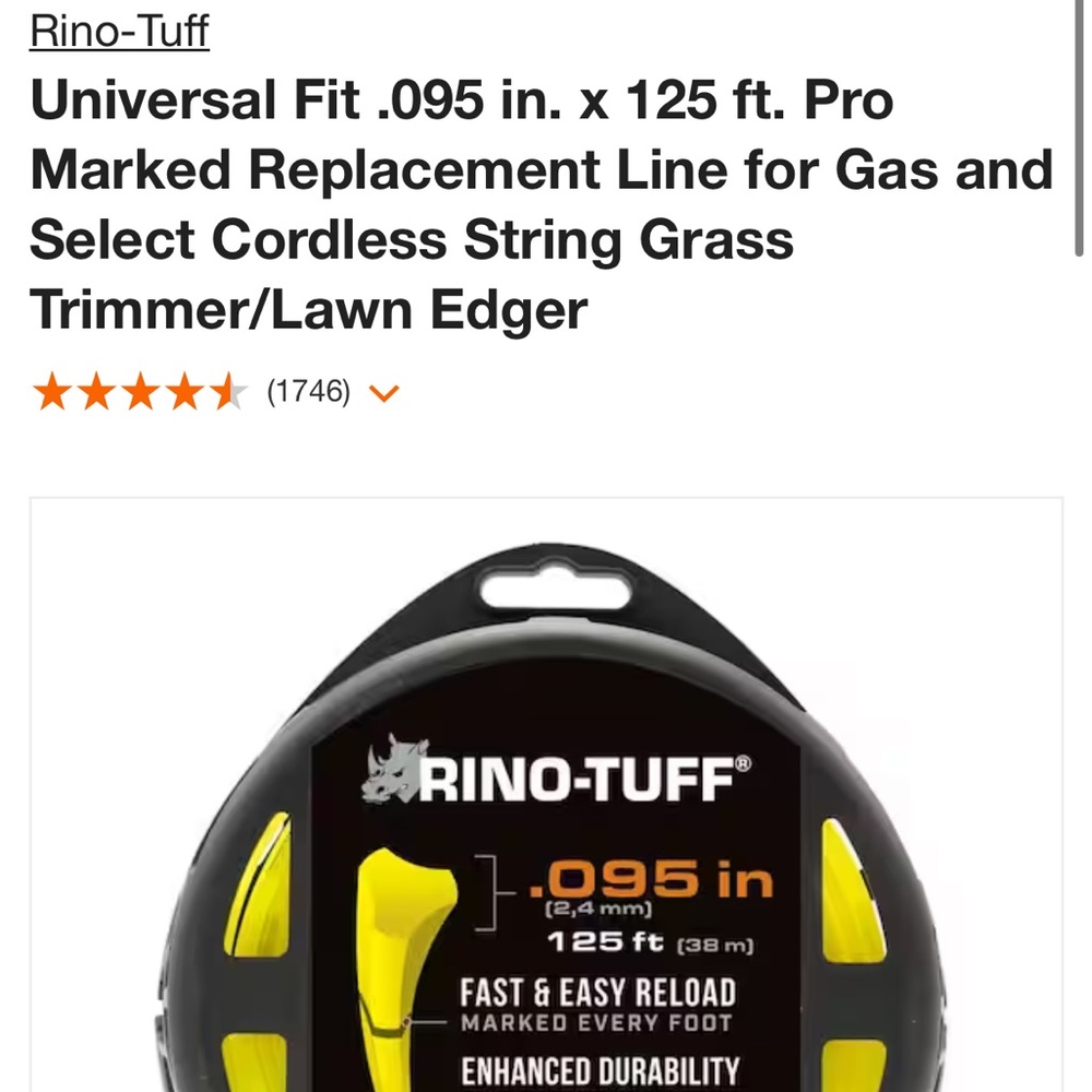 Rino-Tuff
Universal Fit .095 in. × 125 ft. Pro Marked Replacement Line